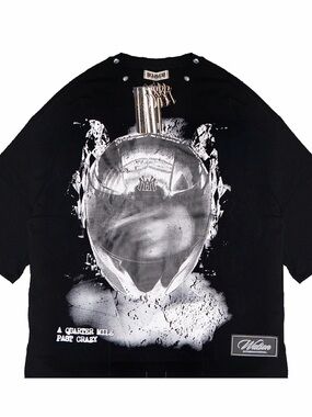 💨🌚💨 Watson Black Short Sleeve Tee with Silver Helmet Graphic